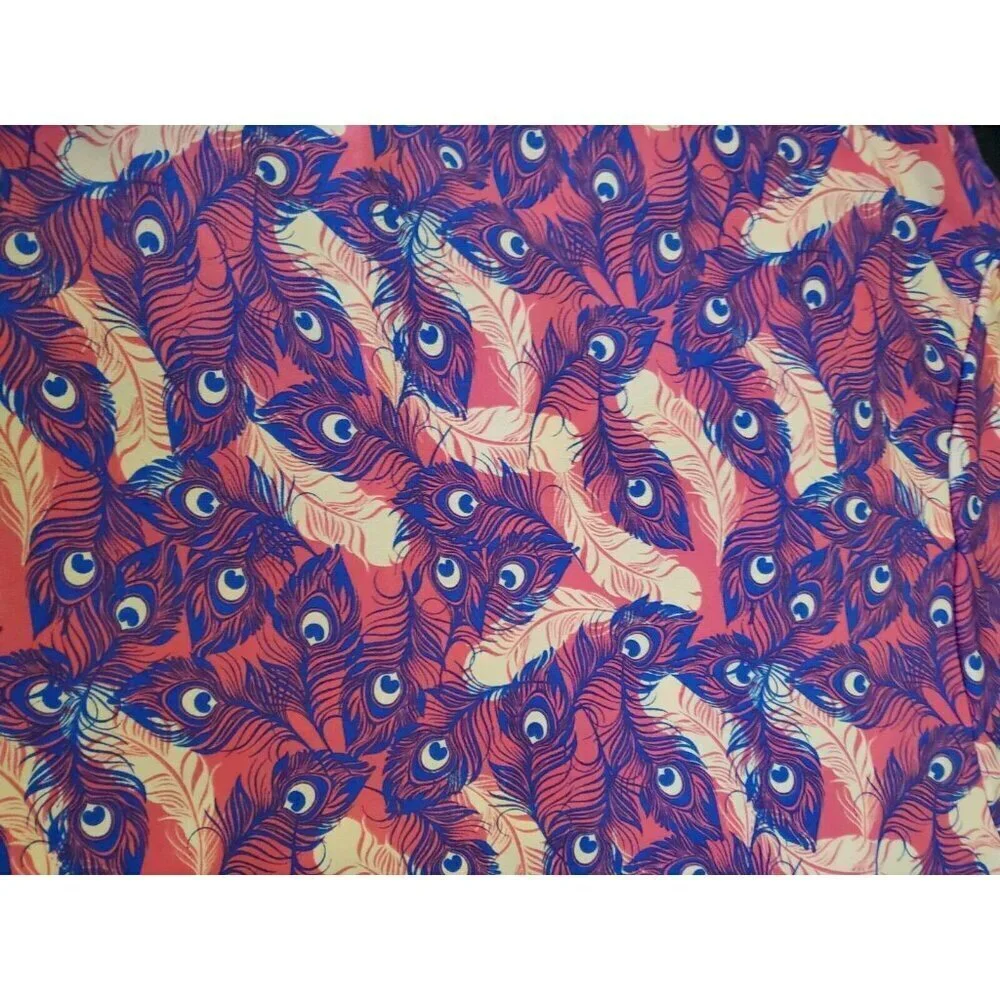 LuLaRoe Skirt Youth 8 Azure Skirt Peacock Feather Print Girls Purple Pink